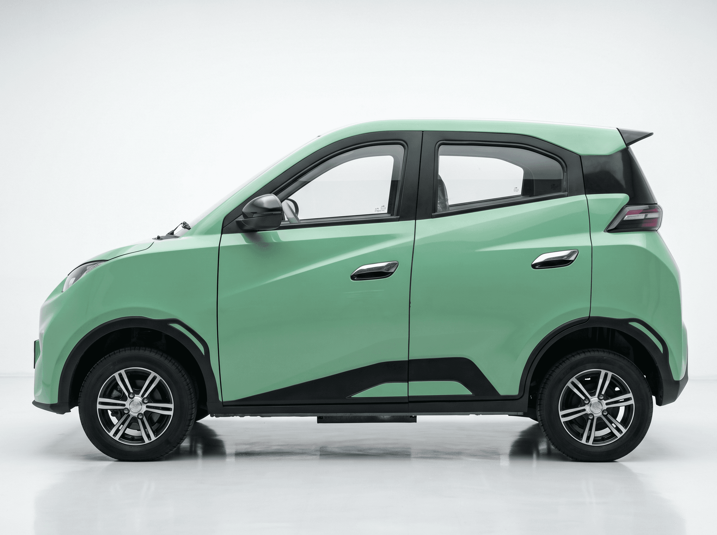 ECO CHITRA Electric Emerald Sage Green 5-Seater Car - Side Profile View